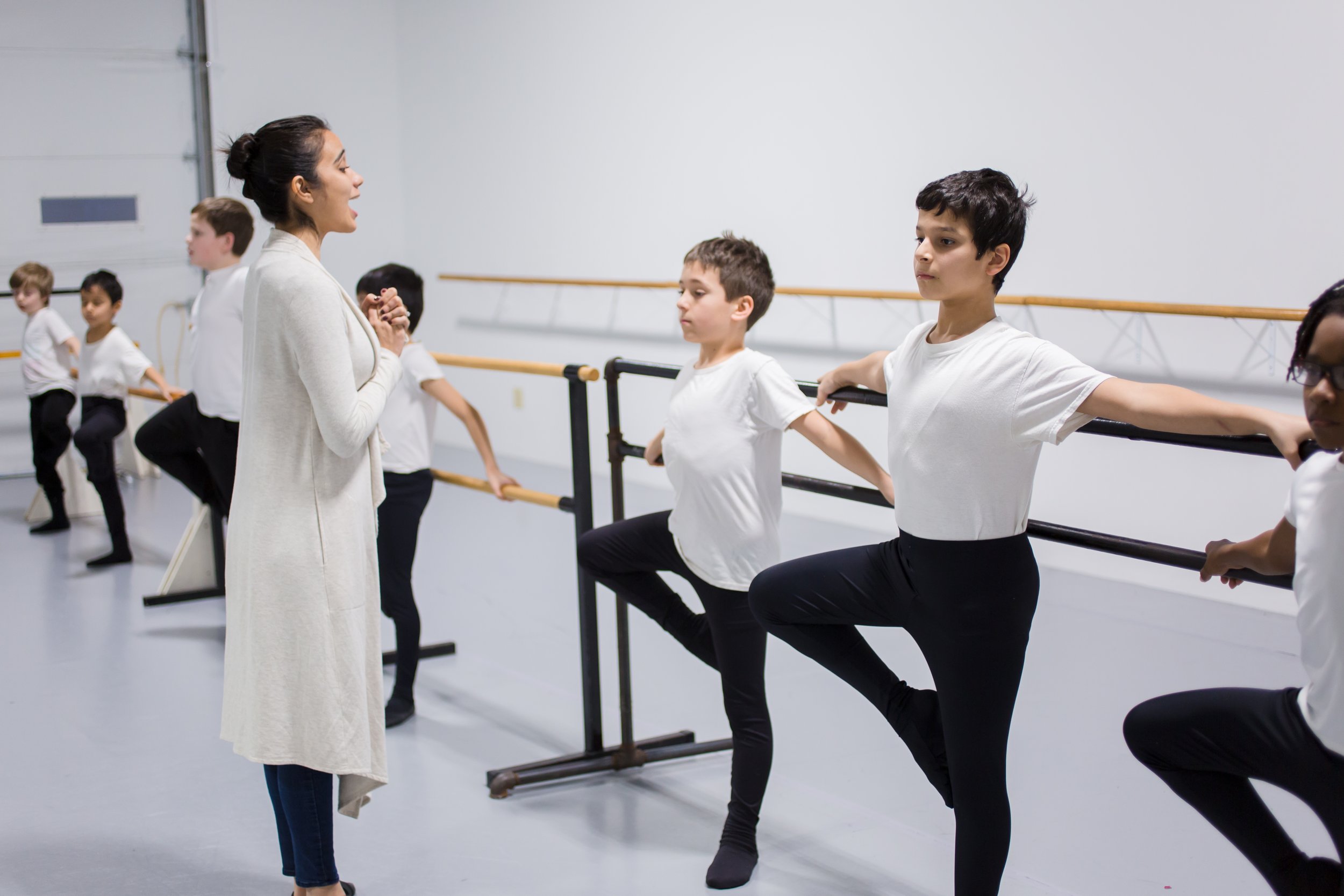 Boys ballet class at Ballet 5:8 working on jumps and strength